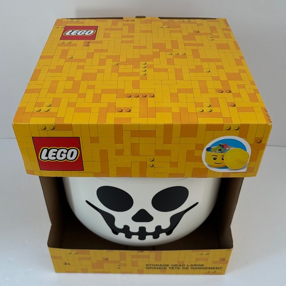 Lego Skeleton Skull Head LARGE Storage Container Toy Organization Bin Stackable - Picture 2 of 8